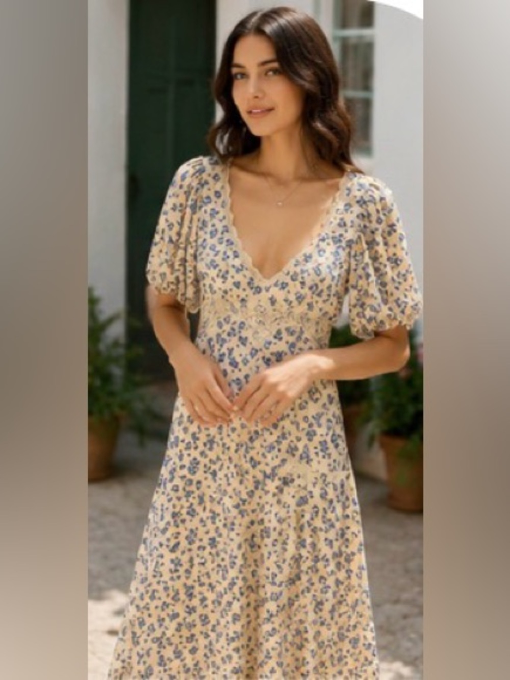 Urban Outfitters Floral Maxi Dress Cottagecore Coquette Lace Trim Size M